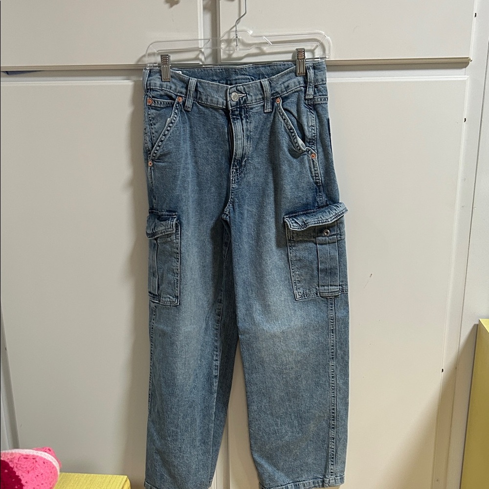 GAP Women's Blue 90s Loose Midrise Cargo Jeans 2P